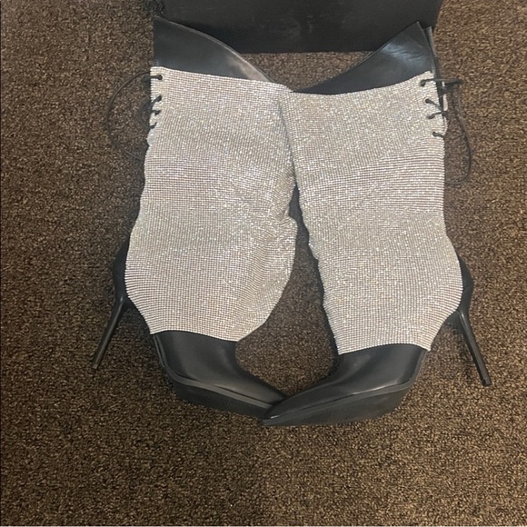 Azalea Wang Jaclyn Embellished stiletto Black Boots SZ. 10 - Picture 5 of 9